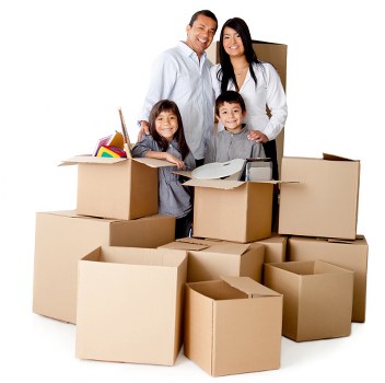 Packed boxes and furniture ready for transport in a Putney home move